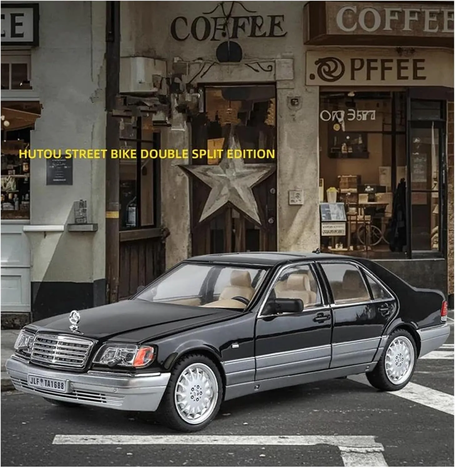 1 24 for Benz W140 S320 SEL Alloy Classic Car Model Diecast Metal Retro Old Vehicles Sound Light Car Model Simulation Vehicle Playset(Silver)