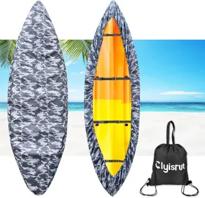10-16FT Waterproof Kayak Covers for Outdoor Storage, Canoe Cover Accessories, Boat Cover Oxford Shade Marine Cockpit Dust Cover UV Protection Ultra Sunblock Shield for Fishing Boat Kayak Canoe