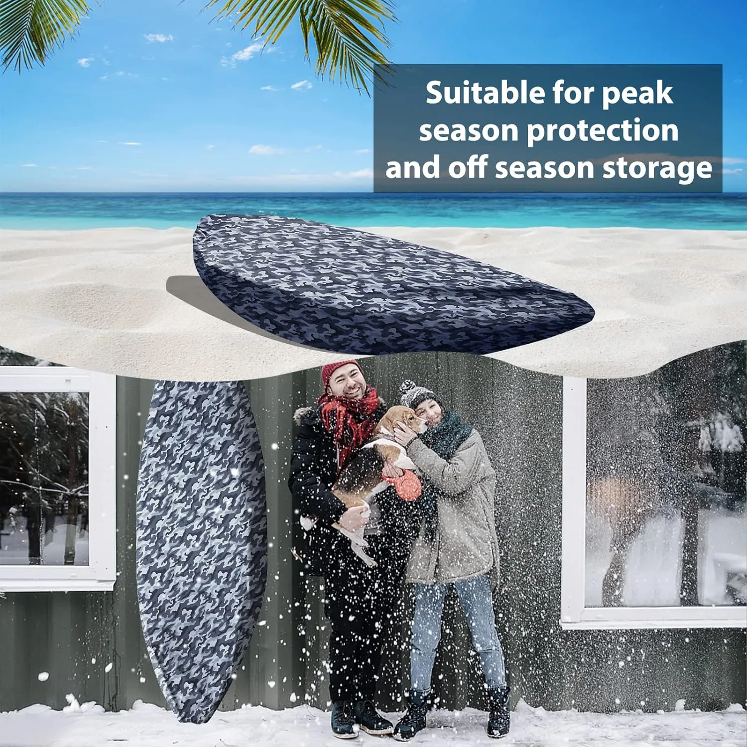 10-16FT Waterproof Kayak Covers for Outdoor Storage, Canoe Cover Accessories, Boat Cover Oxford Shade Marine Cockpit Dust Cover UV Protection Ultra Sunblock Shield for Fishing Boat Kayak Canoe