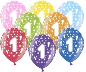 10 kunterbunte Luftballons Metallic 30cm Deko zum 1. Geburtstag Party Kindergeburtstag Happy Birthday Dekoration erster Geburtstag