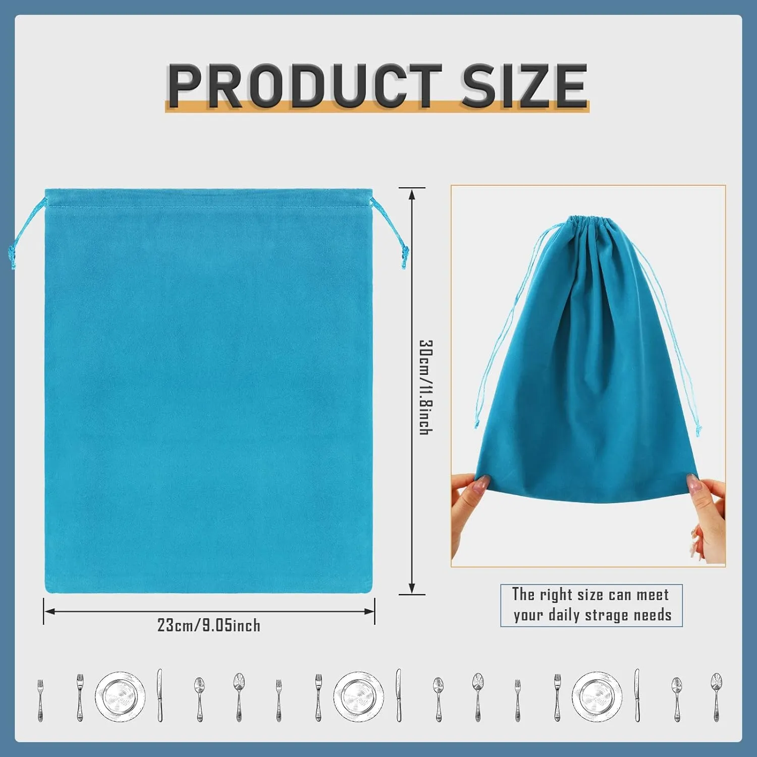 10 Pcs Silver Storage Bags, 9 x 11.8 Inch Fabric Cloth Anti Tarnish Bags for Silver Jewelry Silverware Protection Flatware Silverplate Tarnish Cleaning(Blue)