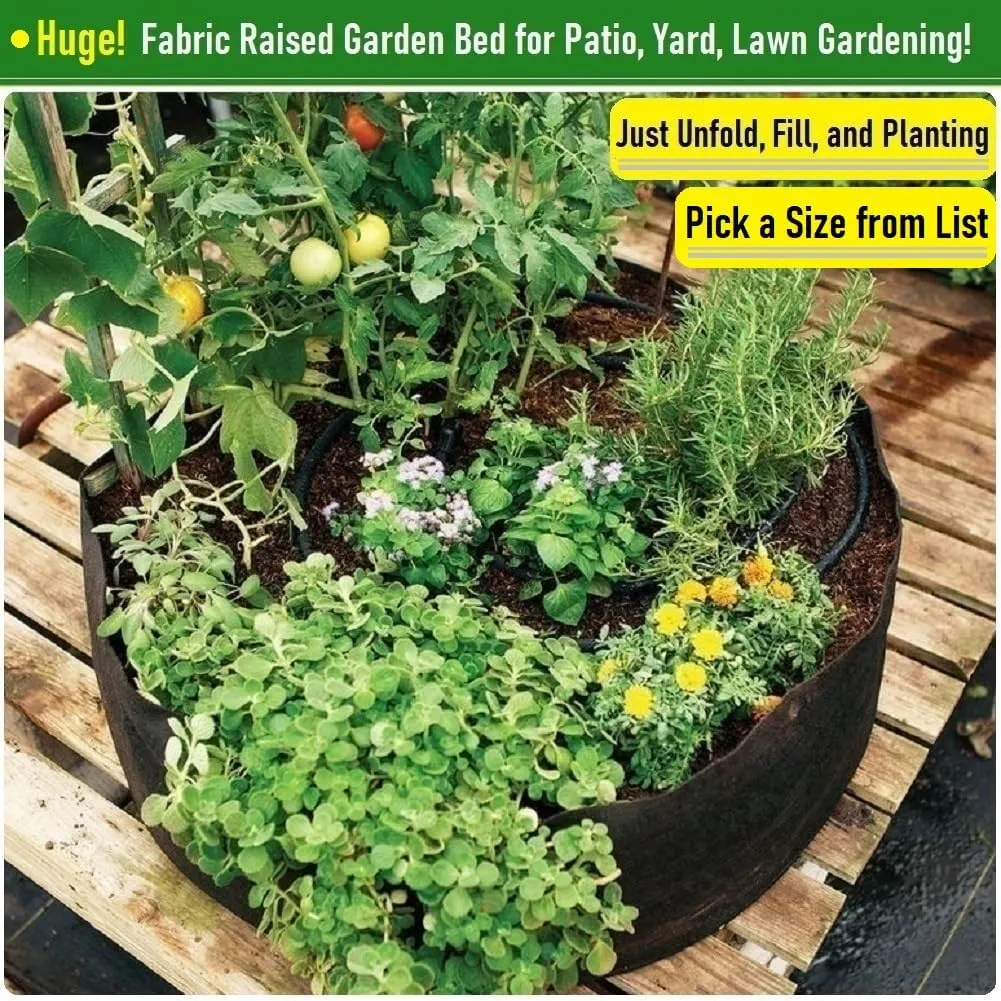 100 Gallon Large Raised Garden Bed Bag (40x20 inch) Big Garden Bag Sturdy Plant Grow Bag for Potato Planter,Herb Veggies,Tomato Planter Bag,Flower Bed,Yard Waste Bag,Lawn Debris Bag,Leaf Bag W/ Gloves