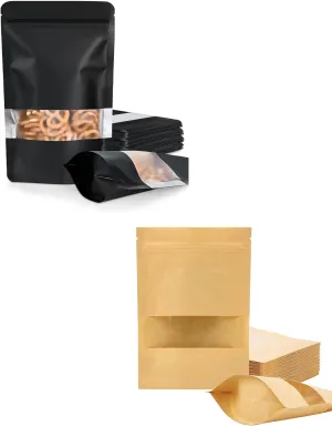 100 Pack 3.5" x 5.1" Resealable Bags with Matte Window, and 100 Pack 3.5" x 5.5" Stand up Pouches Bags for Small Businesses