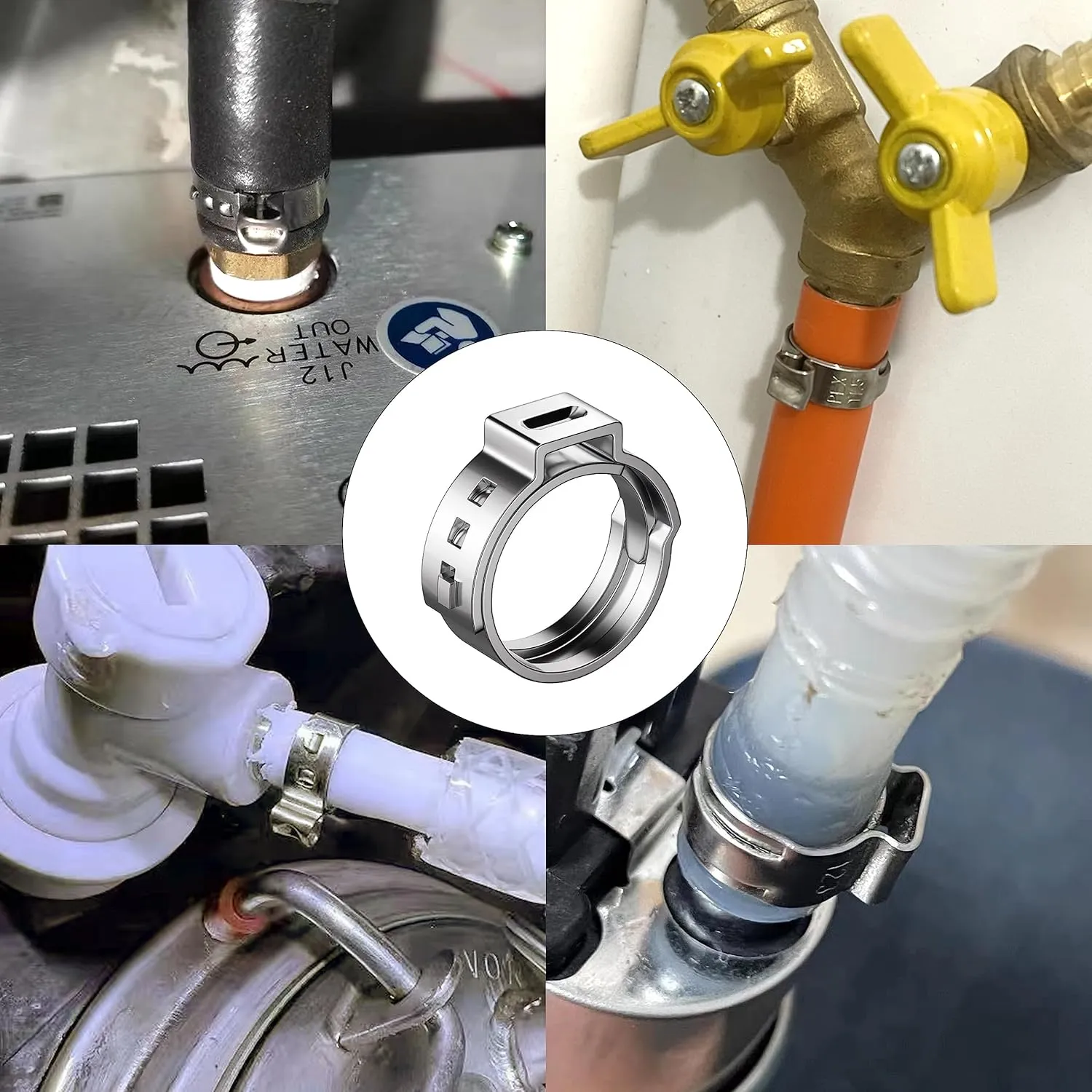 100 PCS 1 Inch PEX Cinch Clamp Rings, 304 Stainless Steel Single Ear Hose Clamps for Plumbing and Pipe Fitting Connections, PEX tubing Pipe Fitting by RTHIEAI