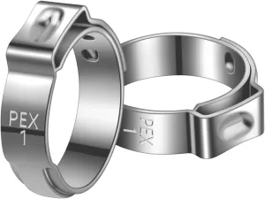 100 PCS 1 Inch PEX Cinch Clamp Rings, 304 Stainless Steel Single Ear Hose Clamps for Plumbing and Pipe Fitting Connections, PEX tubing Pipe Fitting by RTHIEAI