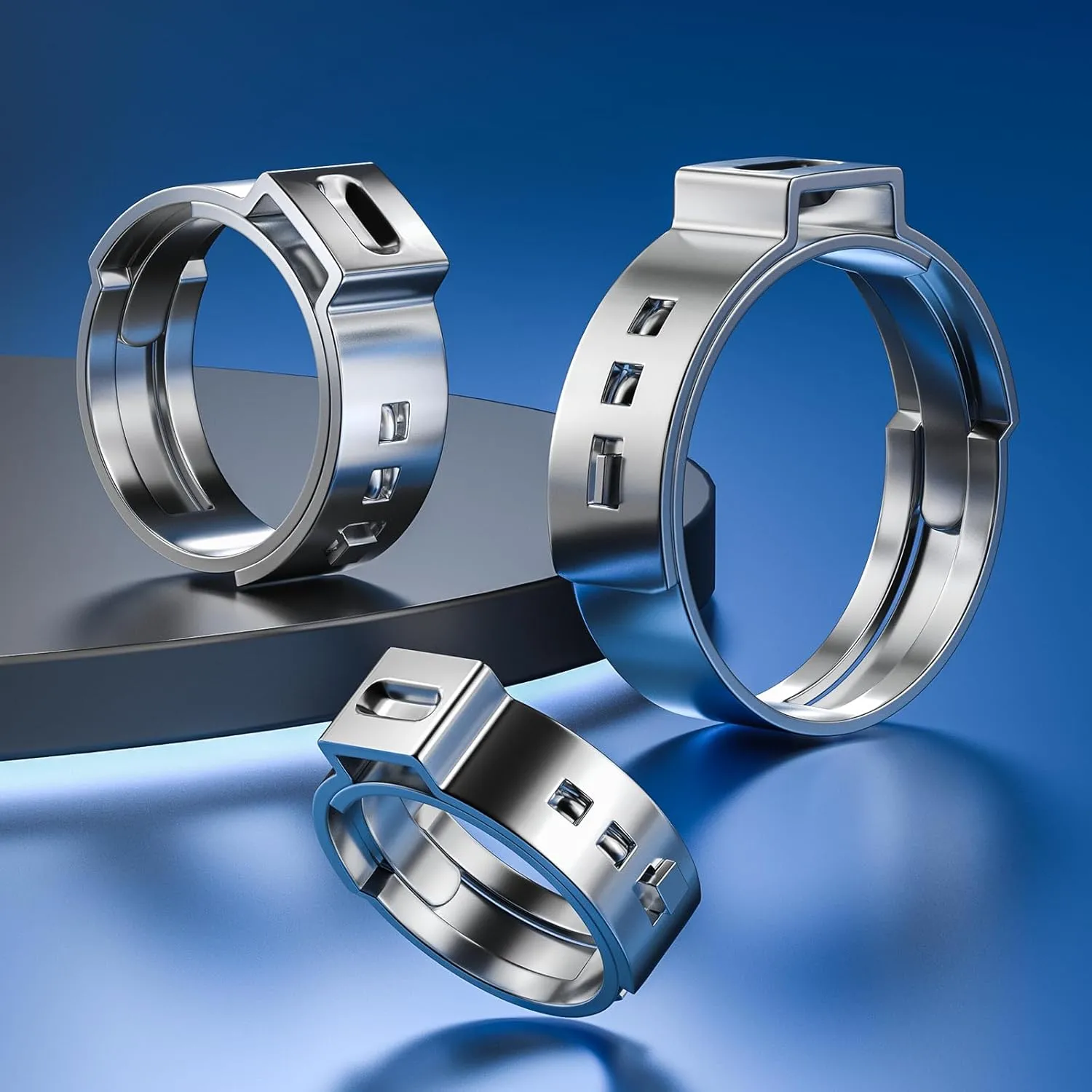 100 PCS 1 Inch PEX Cinch Clamp Rings, 304 Stainless Steel Single Ear Hose Clamps for Plumbing and Pipe Fitting Connections, PEX tubing Pipe Fitting by RTHIEAI