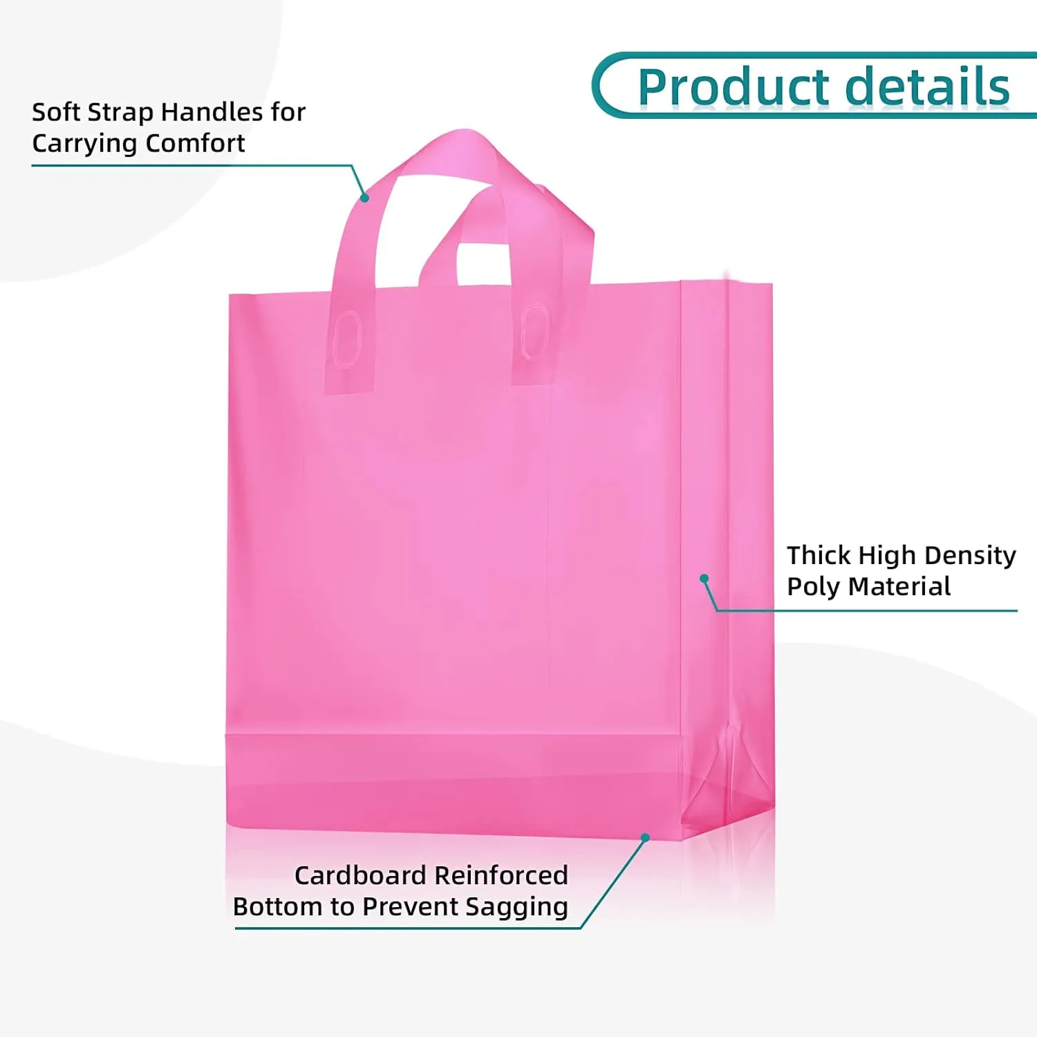 100 Pcs Frosted Plastic Gift Bags with Handles for Small Business Clear Shopping Bags with Cardboard Bottom,4 Sizes