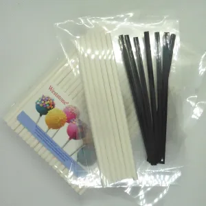 100pcs 6" Lollipop Stick, 100 pcs Poly Bag,  100pcs Black Twist Tie for cake pops