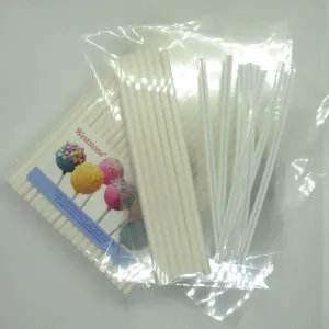 100pcs 6" Lollipop Stick, 100 pcs Poly Bag,  100pcs White Twist Tie for parties