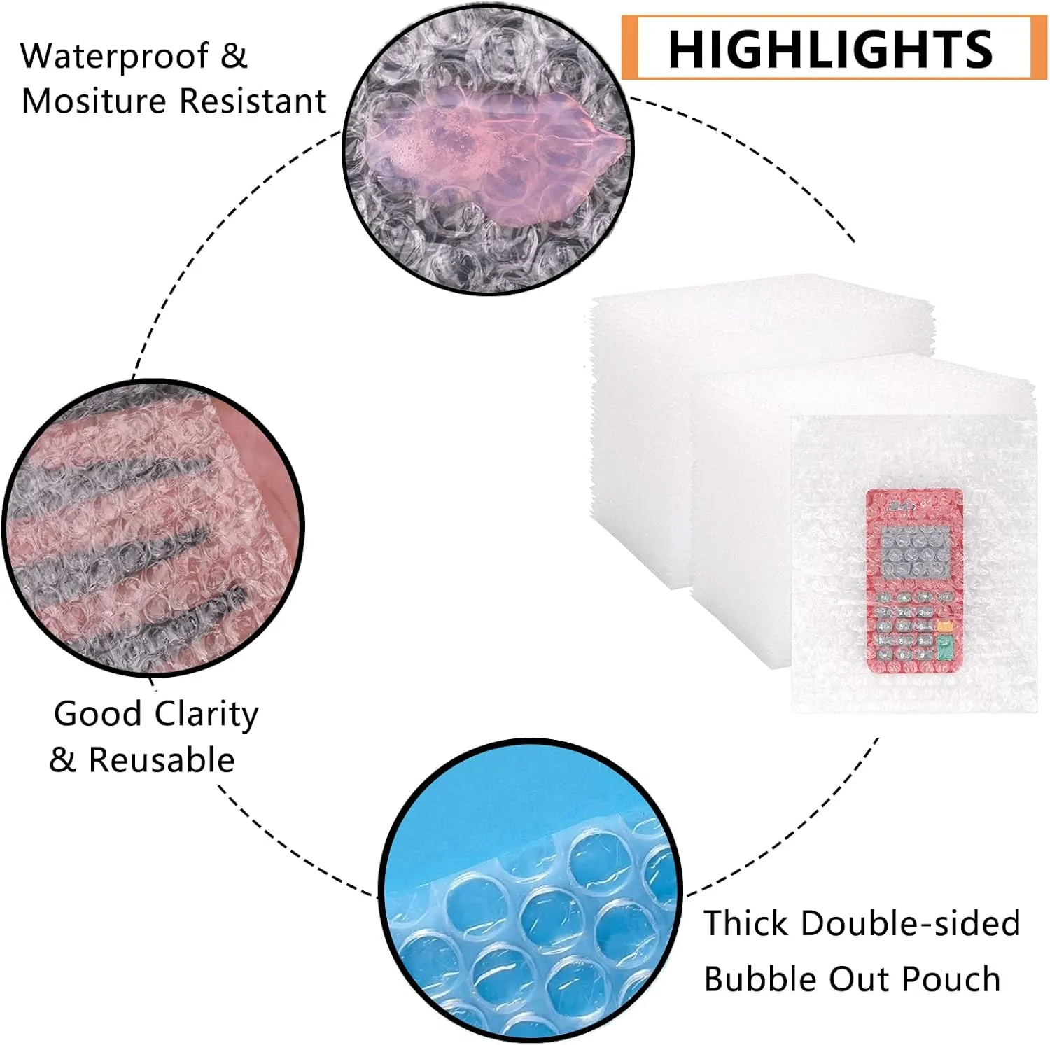 100Pcs Bubble Out Bags Pouches 7.10"x 8.20" Bubble Pouches Cushioning Packaging Bags, Double Walled Cushioning Bags Thickening Shockproof Foam Bags for Moving, Shipping, and Storage