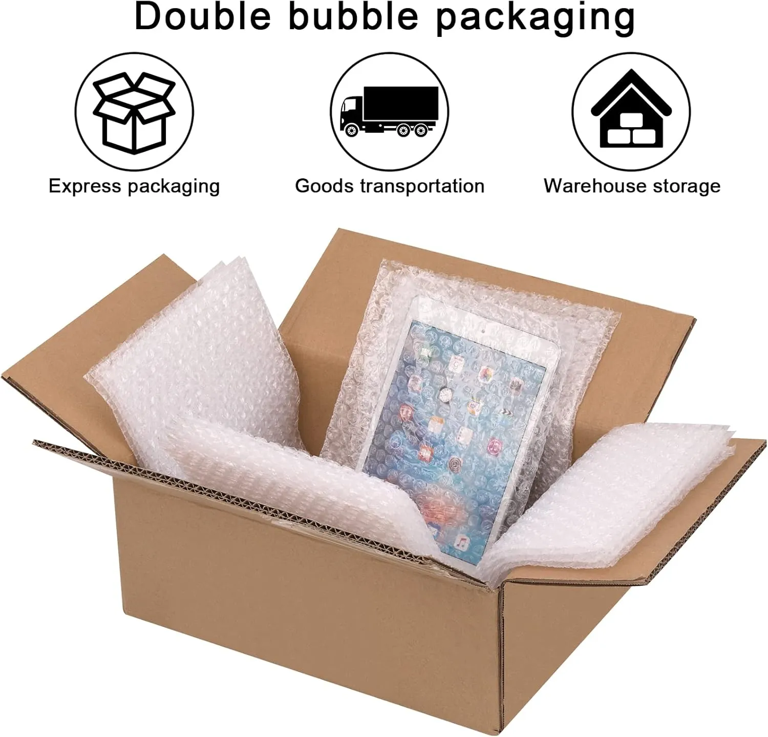 100Pcs Bubble Out Bags Pouches 7.10"x 8.20" Bubble Pouches Cushioning Packaging Bags, Double Walled Cushioning Bags Thickening Shockproof Foam Bags for Moving, Shipping, and Storage