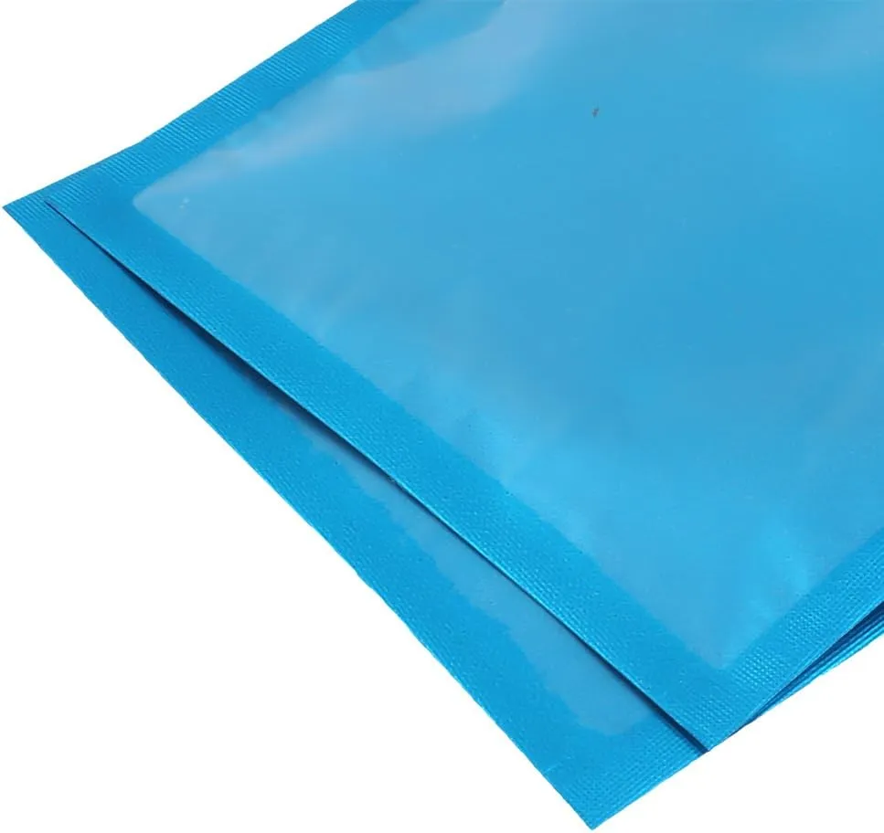 100PCS Matte Clear/Blue/Silver Metallic Mylar Foil Flat Zip Top Bags 9.5x17cm (3.7x6.7")