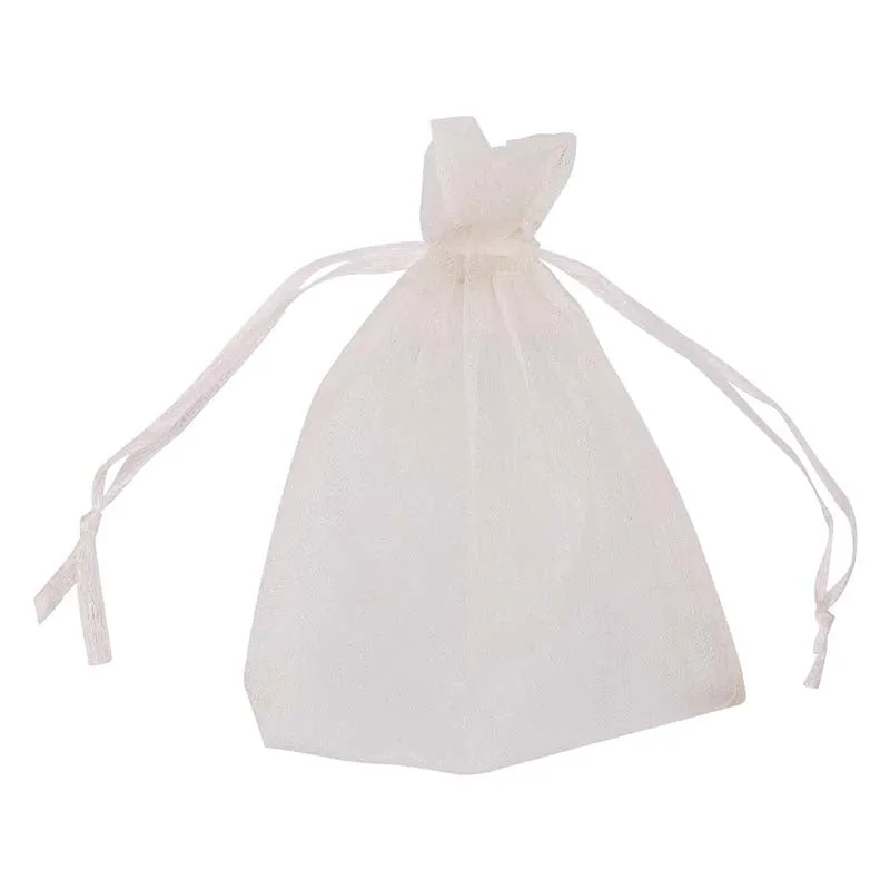 100pcs Off White Sheer Organza Bags - 7 Sizes