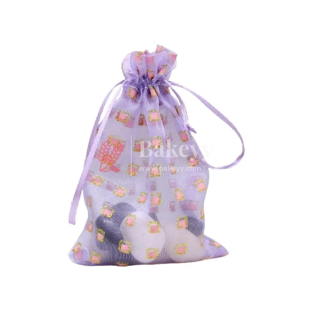 10x14 CM | Organza Potli Bags | Pack of 100 | Violet Color | Candy Bag