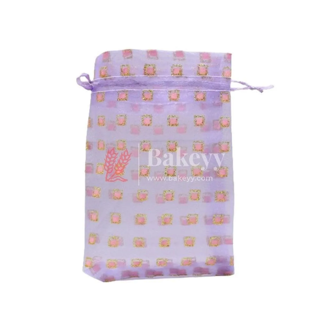 10x14 CM | Organza Potli Bags | Pack of 100 | Violet Color | Candy Bag