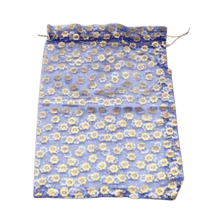 10x14 cm | Printed Organza Potli Bags | Pack of 70 |Blue Colour | Candy Bag |