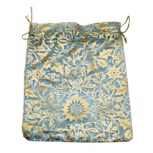 10x14 CM | Printed Organza Potli Bags | Pack of 70 | Sky Blue Colour | Candy Bag