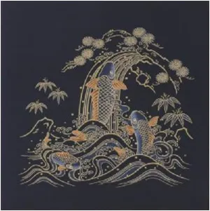 118cm Japanese Furoshiki Large Format Fabric Cotton Wrapping Cloth Packaging Fabric Special Gifts for Father Mens Fabric Home Decor (Blue carp)