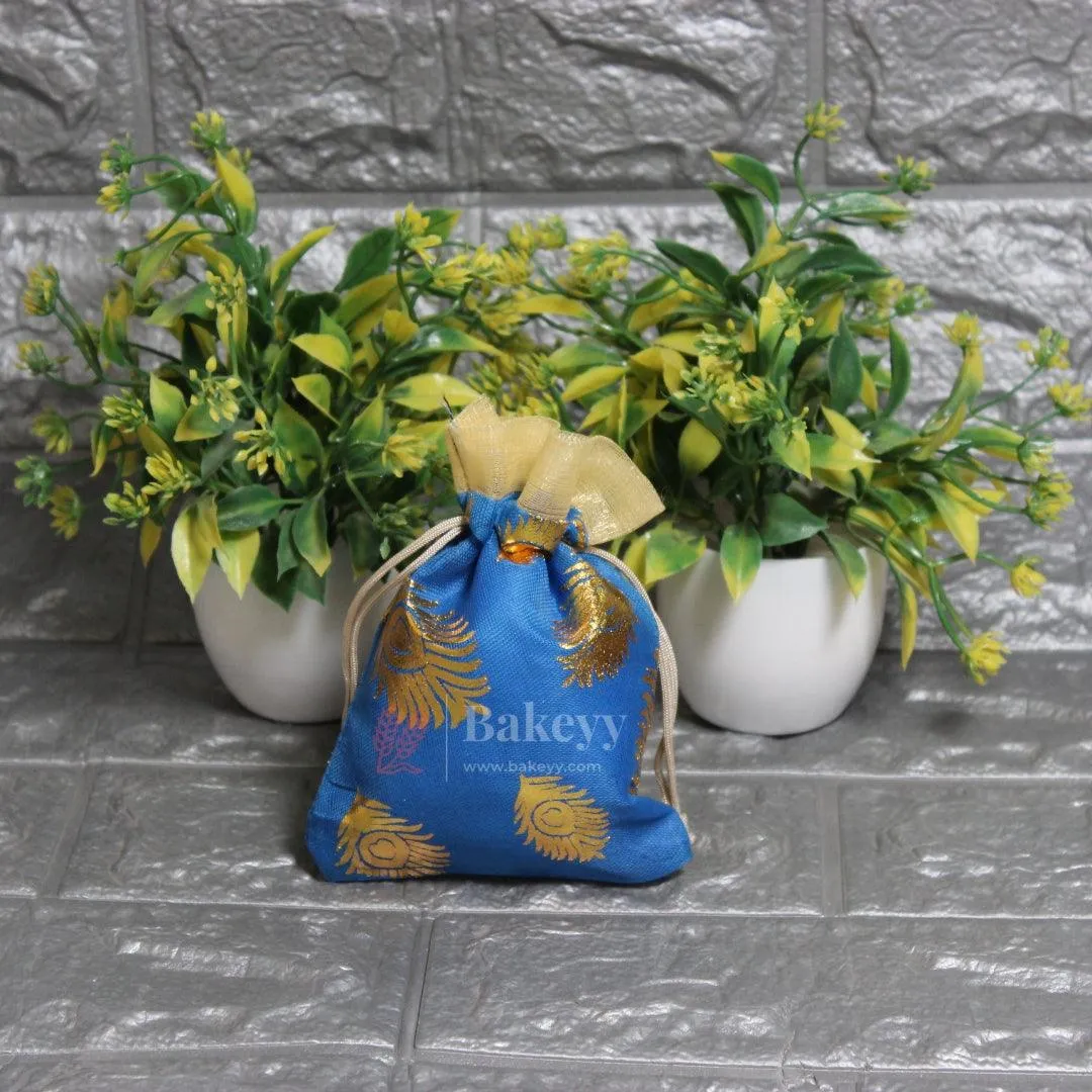 13x10cm| Blue Cotton Silk Potli Bag | Perfect for Gifting - Jewellery, Small Items| Pack of 25