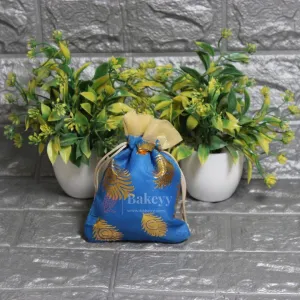 13x10cm| Blue Cotton Silk Potli Bag | Perfect for Gifting - Jewellery, Small Items| Pack of 25