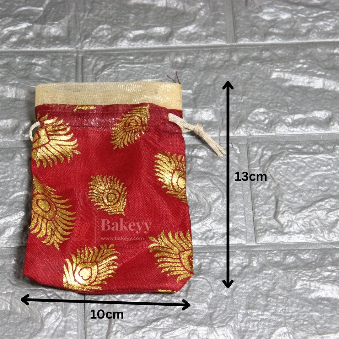 13x10cm| Maroon Cotton Silk Potli Bag | Perfect for Gifting - Jewellery, Small Items| Pack of 25