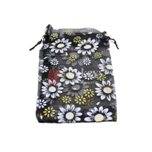 13x18 CM | Floral Designs Organza Potli Bags | Pack of 100 | Black Color | Candy Bag | Pack of 100