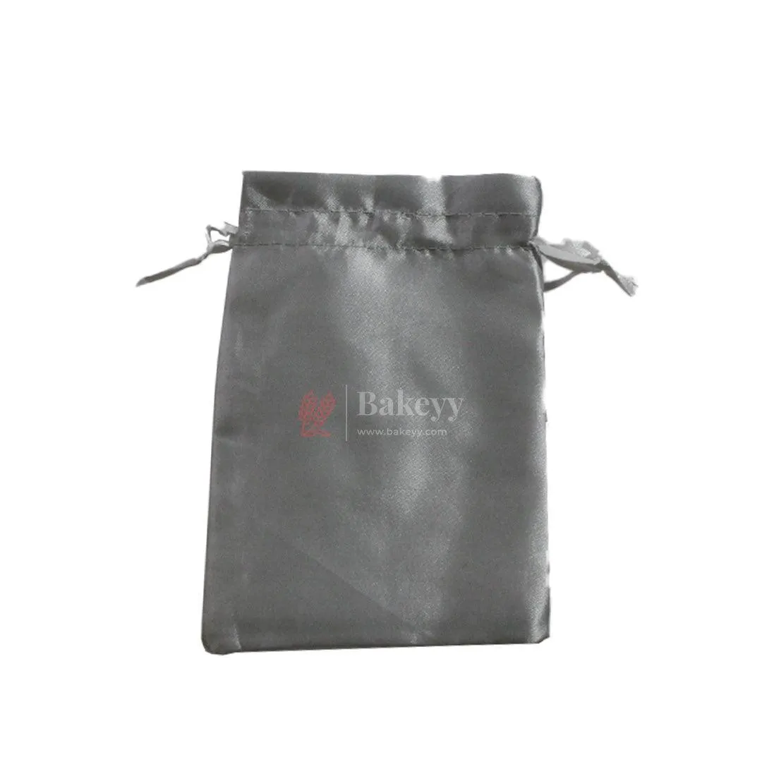 13x18 cm | Satin Potli Bags| Gray Colour | Elegant Drawstring Pouches| for Gifting and Storage|