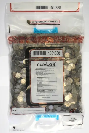 14.5 x 25 CoinLok, Clear, Dual Handle 50 Deposit Bags