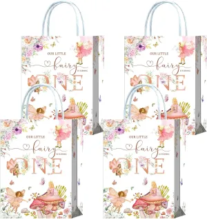 16 Piece Fairy 1st Birthday Party Favors - Garden Girl Gift Bags with Handles for Snacks & Candy