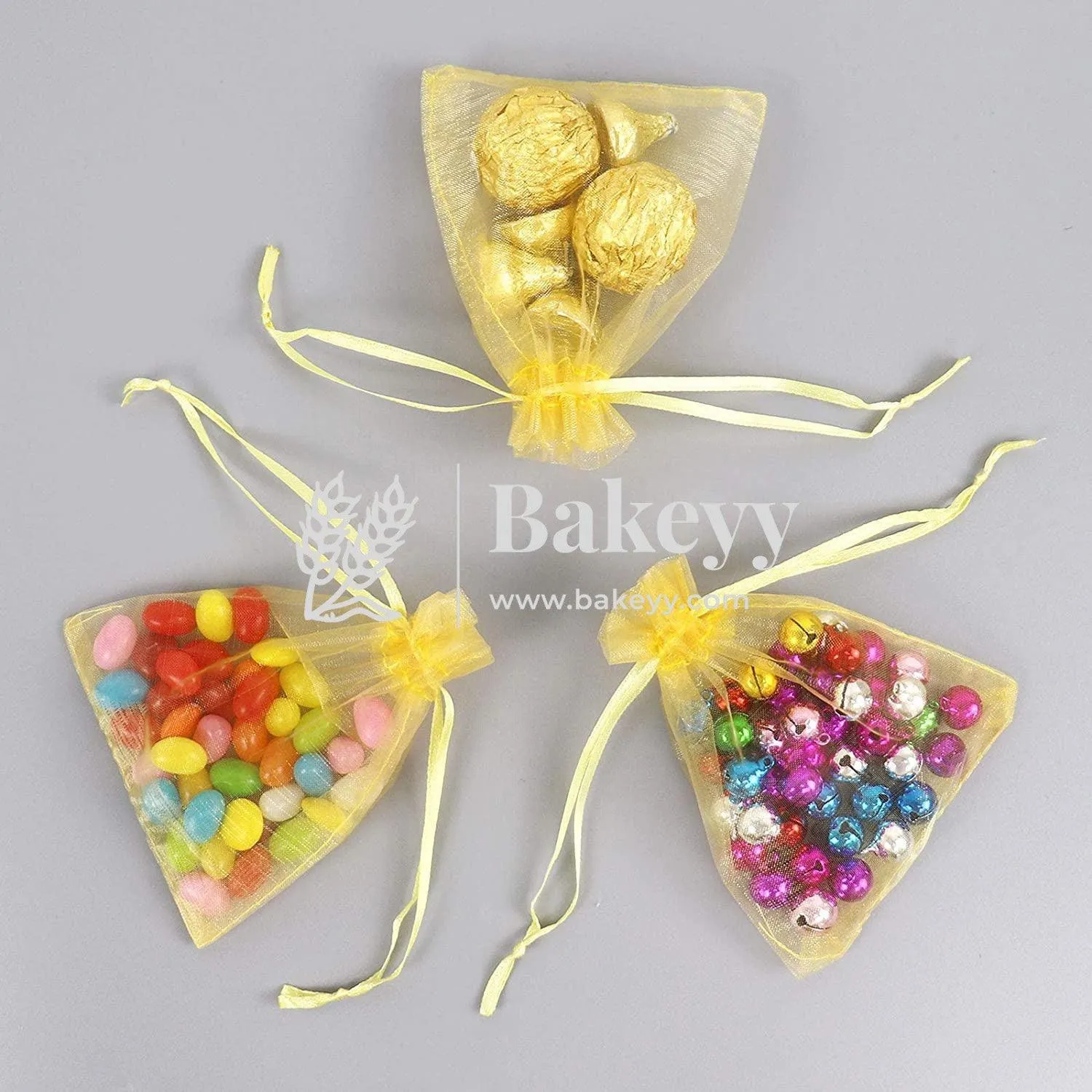 16x20 CM | Organza Potli Bags | Gold Colour |  Candy Bag | Pack of 50