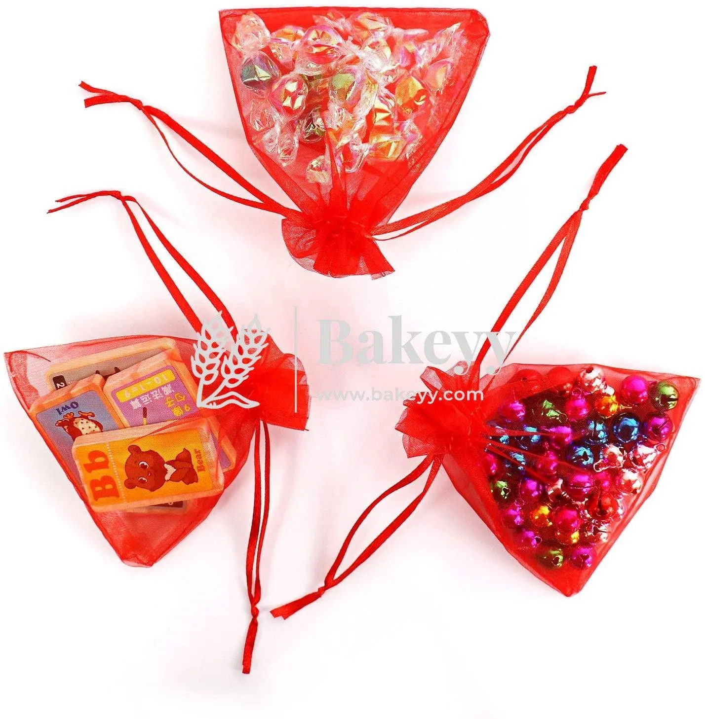 16x20 CM| Organza Potli Bags | Red Colour |  Candy Bag | Pack of 50