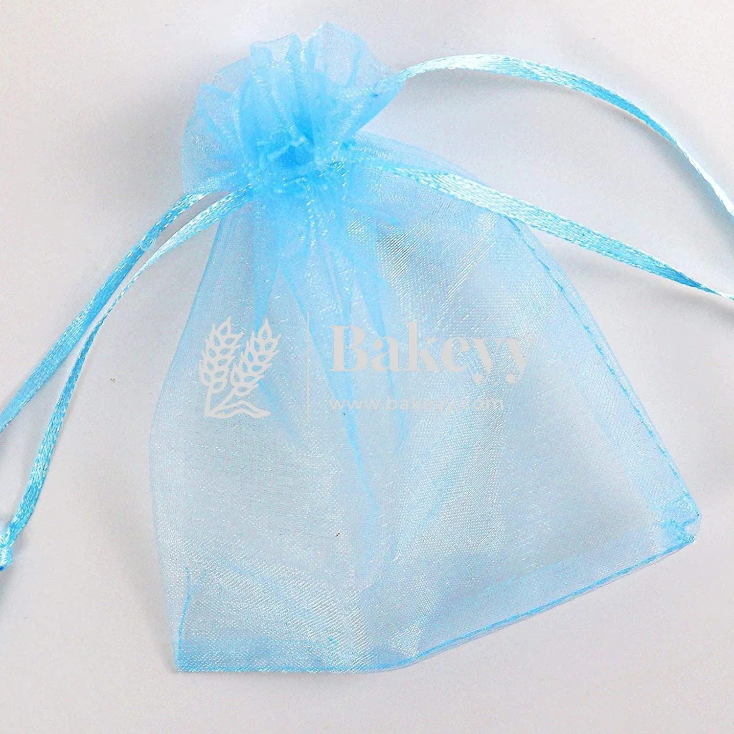16x20 CM | Organza Potli Bags | Sky Blue Colour | Candy Bag | Pack of 50