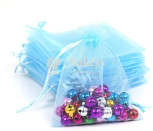 16x20 CM | Organza Potli Bags | Sky Blue Colour | Candy Bag | Pack of 50