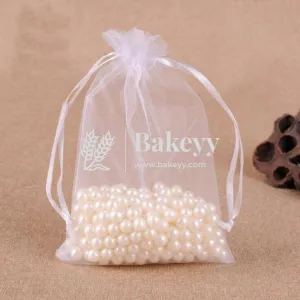 16x20 CM| Organza Potli Bags | White Colour |  Candy Bag| Pack of 50
