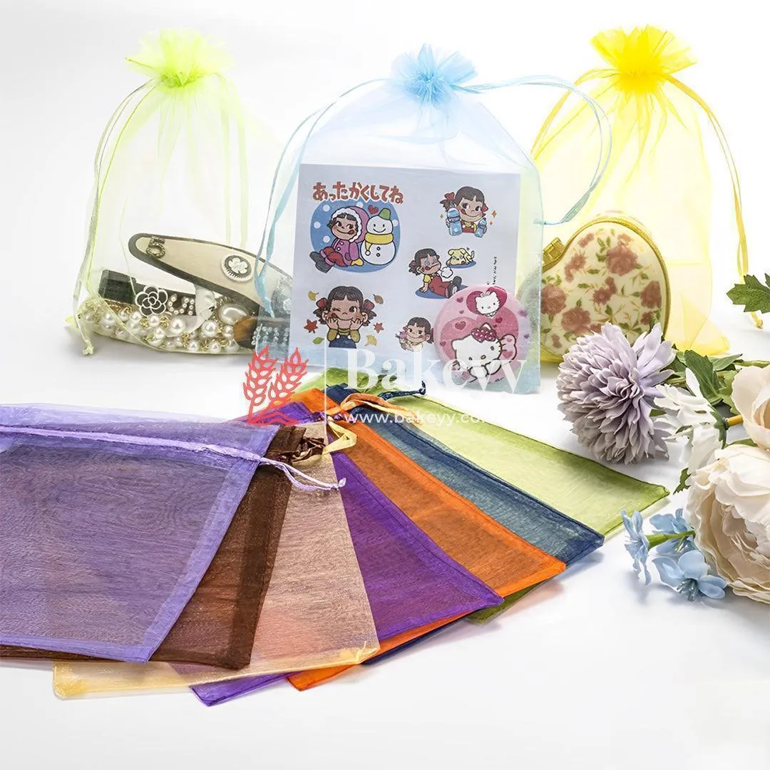 16x20 CM| Organza Potli Bags | White Colour |  Candy Bag| Pack of 50