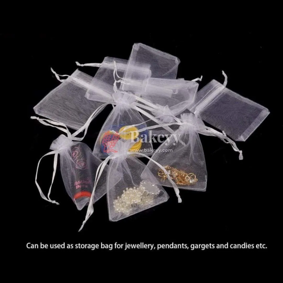 16x20 CM| Organza Potli Bags | White Colour |  Candy Bag| Pack of 50
