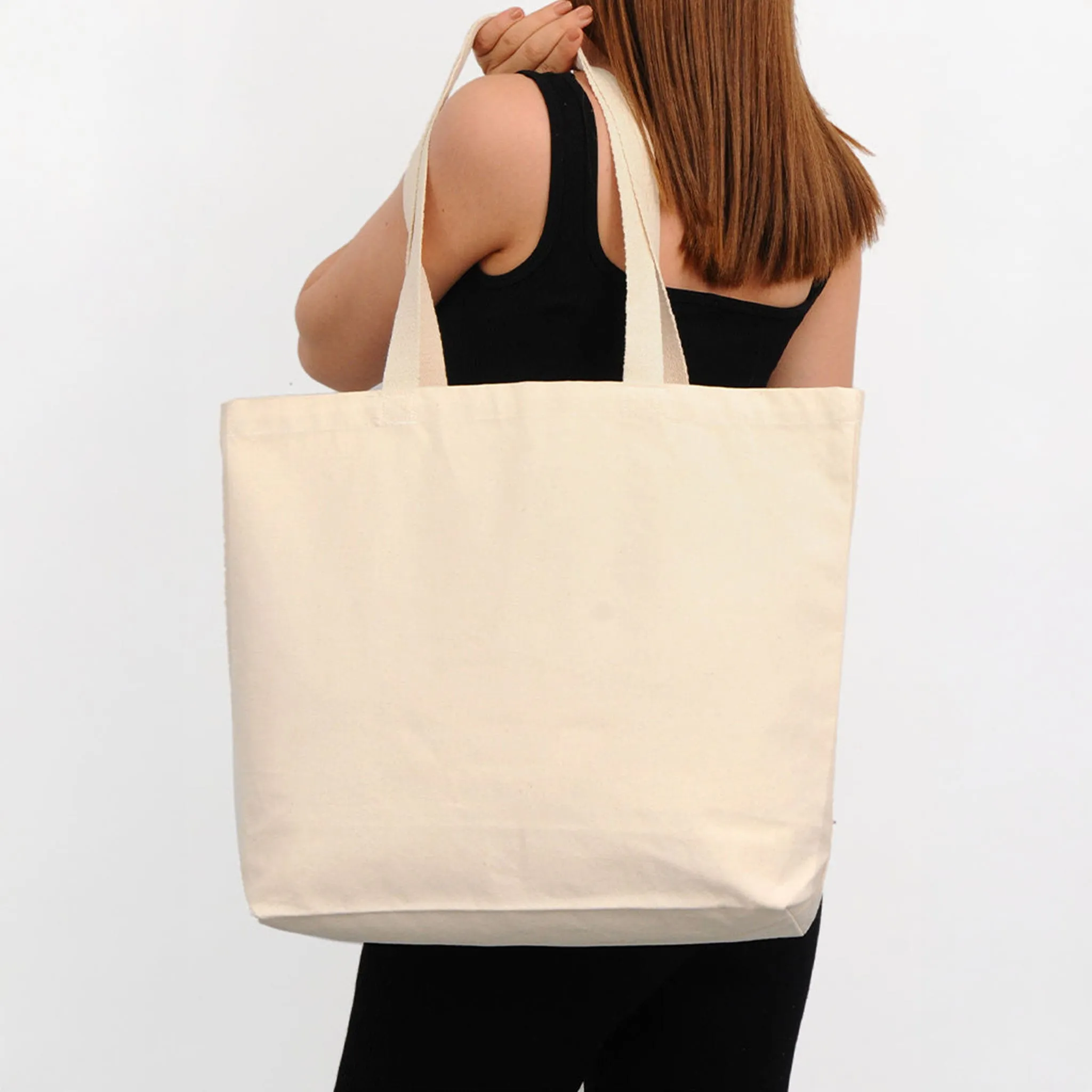 18 in Large Organic Canvas Shopper Tote Bags with Bottom Gusset - OR250