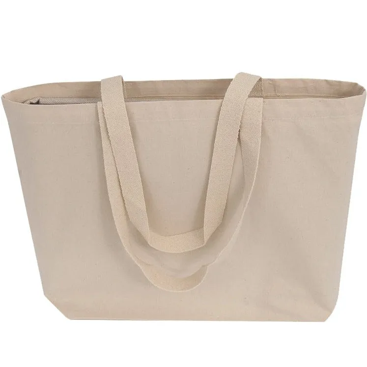18 in Large Organic Canvas Shopper Tote Bags with Bottom Gusset - OR250