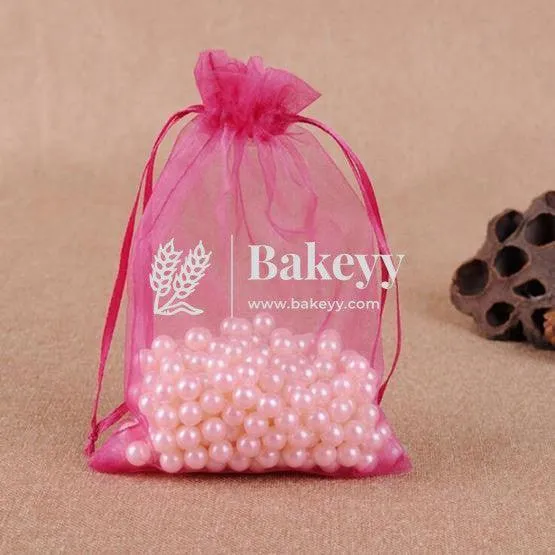 18x24 CM  | Organza Potli Bags | Dark Pink Colour | Candy Bag | Pack of 50