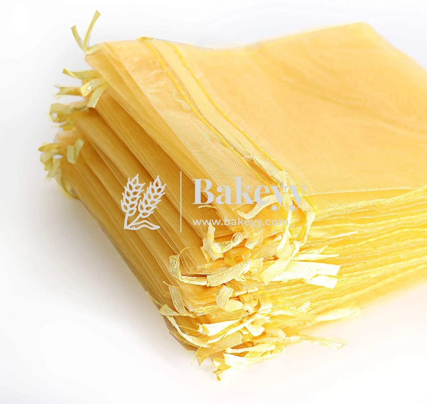18x24 CM  | Organza Potli Bags | Gold Colour | Candy Bag | Pack of 50