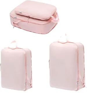 2 Pieces Set Pack Cube Luggage Pack Organizer Travel Accessories Travel Clothes Storage Bag, Organizing Bag, Separate Bag, Clothes Travel Bag (Pink)