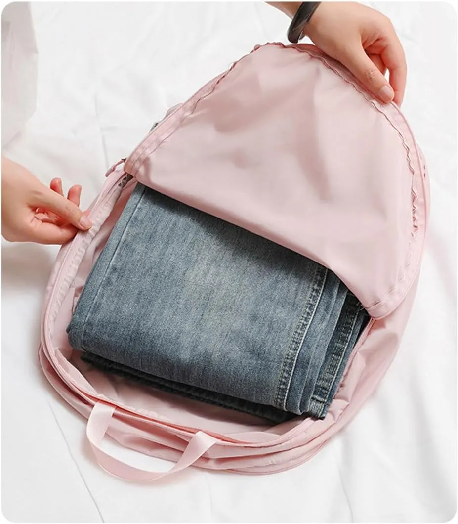 2 Pieces Set Pack Cube Luggage Pack Organizer Travel Accessories Travel Clothes Storage Bag, Organizing Bag, Separate Bag, Clothes Travel Bag (Pink)