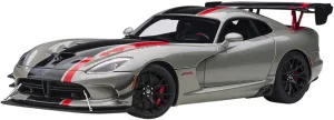 2017 Viper ACR Billet Silver Metallic with Black and Red Stripes 1/18 Model Car by Autoart 71733