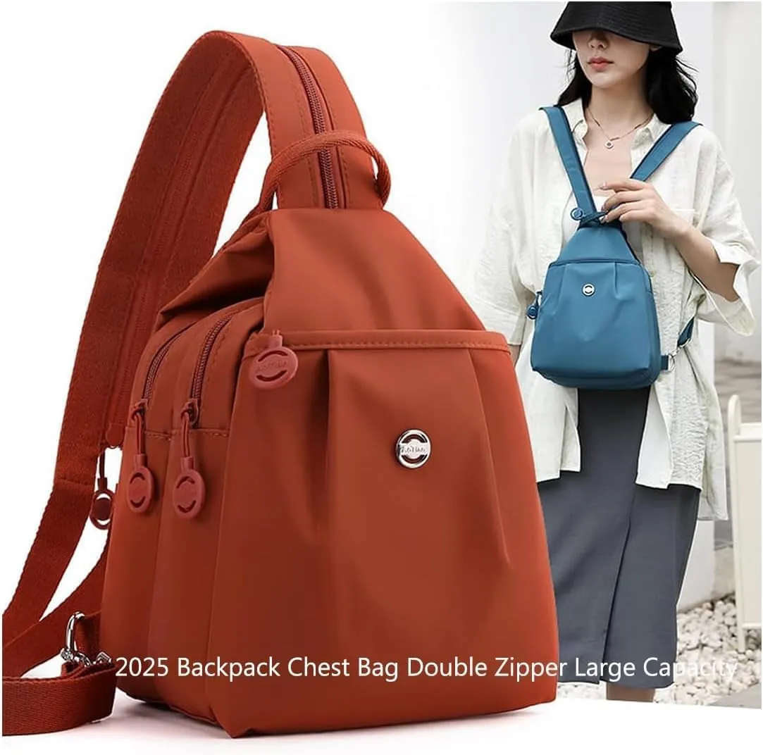 2025 Backpack Chest Bag Double Zipper Large Capacity, Vovtva Bag, Vovtv Street Lite Chic Versatile Travel Bags (1, Grey)
