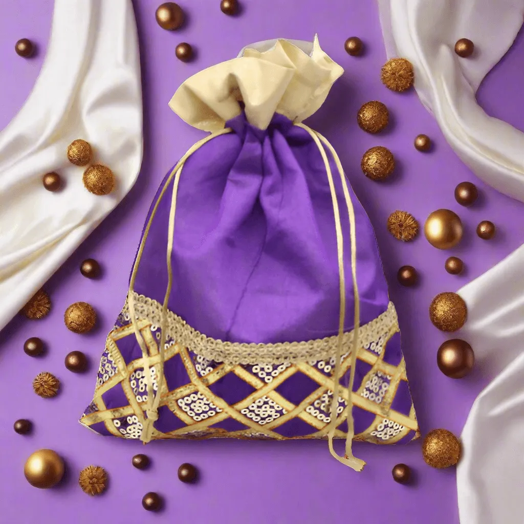 20x25 CM Design Potli Bag  | Purple | Pack Of 10