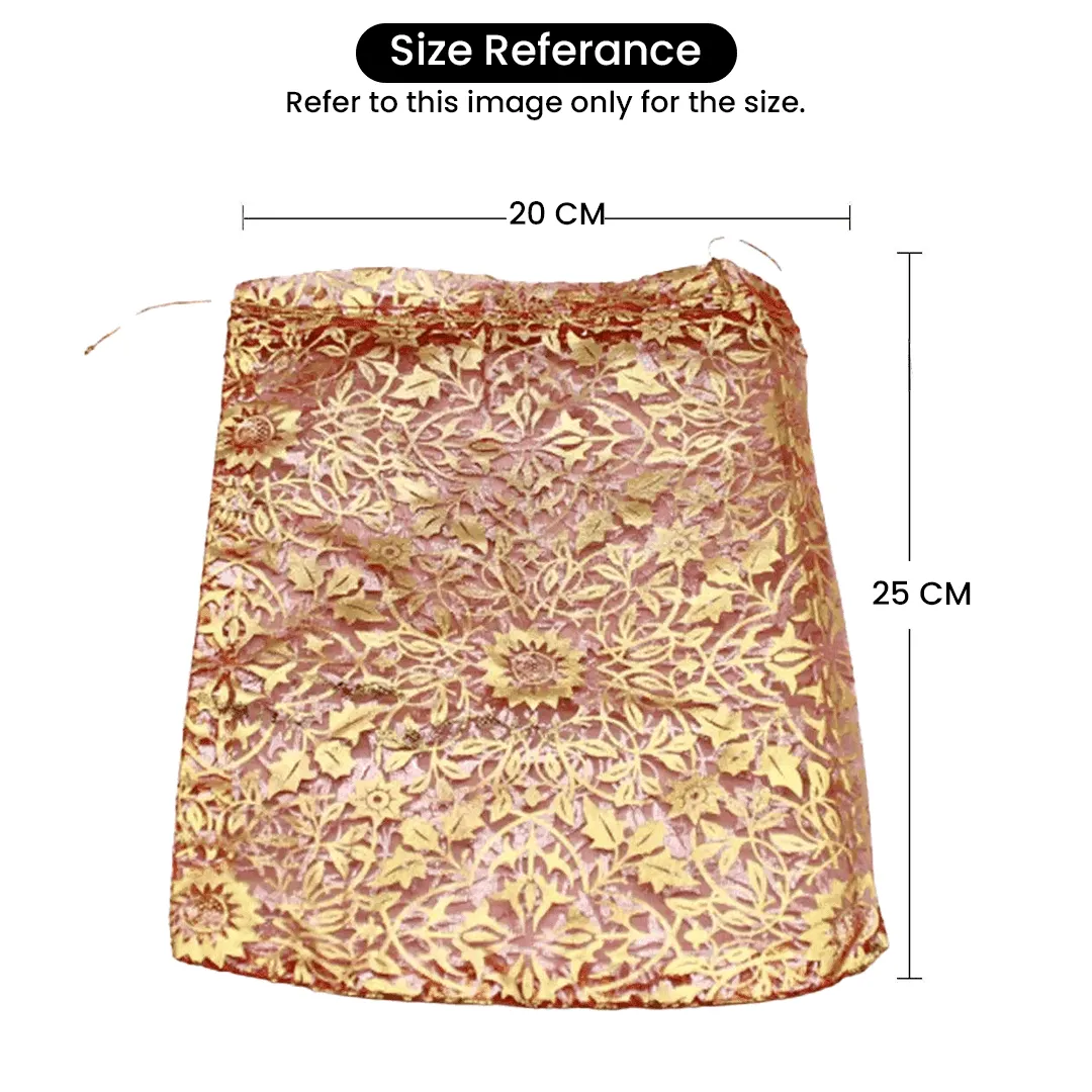 20x25 CM| Printed Organza Potli Bags | Pack of 40 | Red Colour | Candy Bag