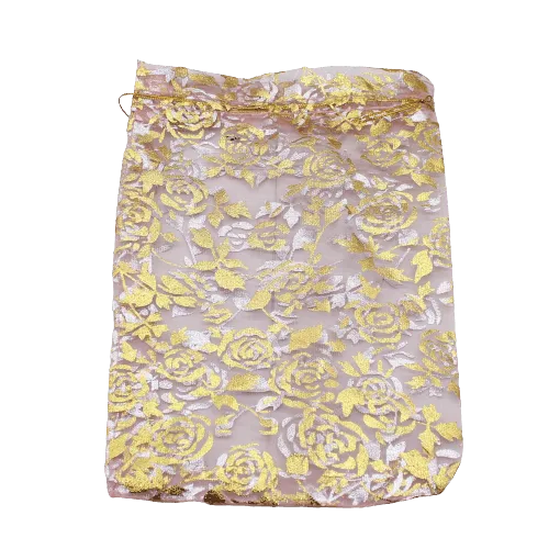 22x31 CM  | Printed Organza Potli Bags | Pack of 40 | Pink Colour | Candy Bag