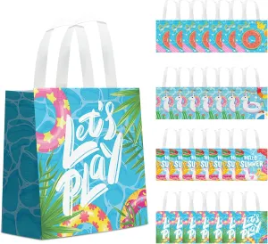 24 PCS Pool Party Favors Gift Bags Summer Beach Swimming Theme Non-Woven Gift Treat Bags with Handles for Summer Pool Party Supplies