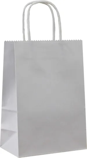 25 PCS Small Gift Bags Flat Gray Kraft Paper Bags with Handles for Party Favor (8.2 x 6 x 3.1 In)