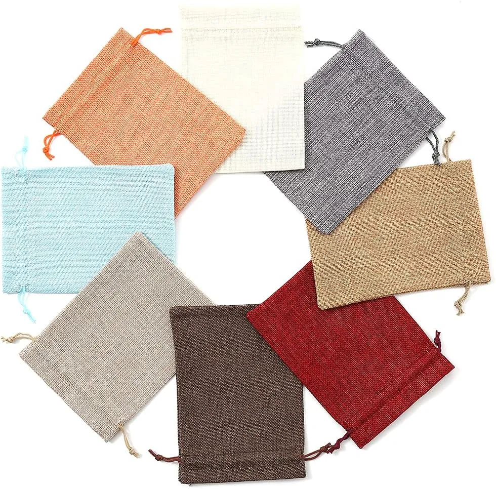 25pcs Grey Small Burlap Gift Bags with Drawstring Jewelry Pouches for Wedding Favors Birthday Party Christmas DIY Craft Home Supplies(5x7Inch)